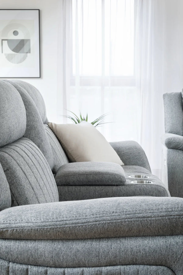 Linden Electric Recliner Sofa Grey 2 Seater – Fabric Living Room Sofa