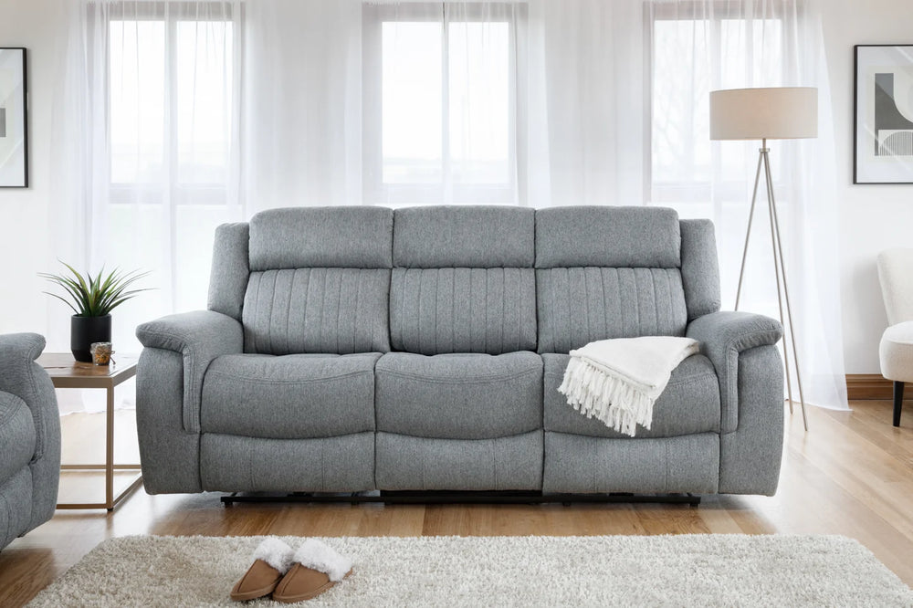 Linden Electric Recliner Sofa Grey 3 Seater – Fabric Living Room Sofa