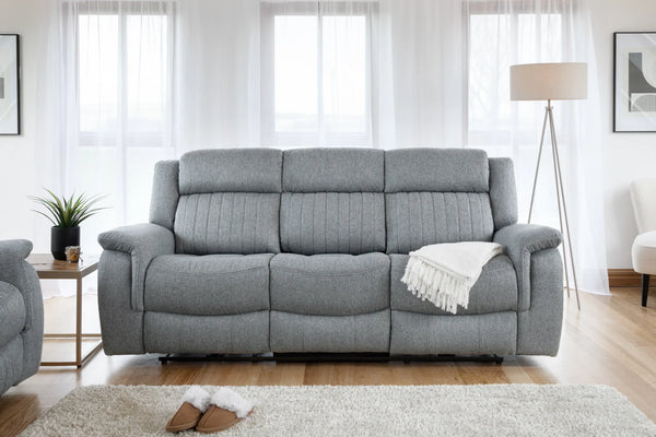 Linden Electric Recliner Sofa Grey 3 Seater – Fabric Living Room Sofa