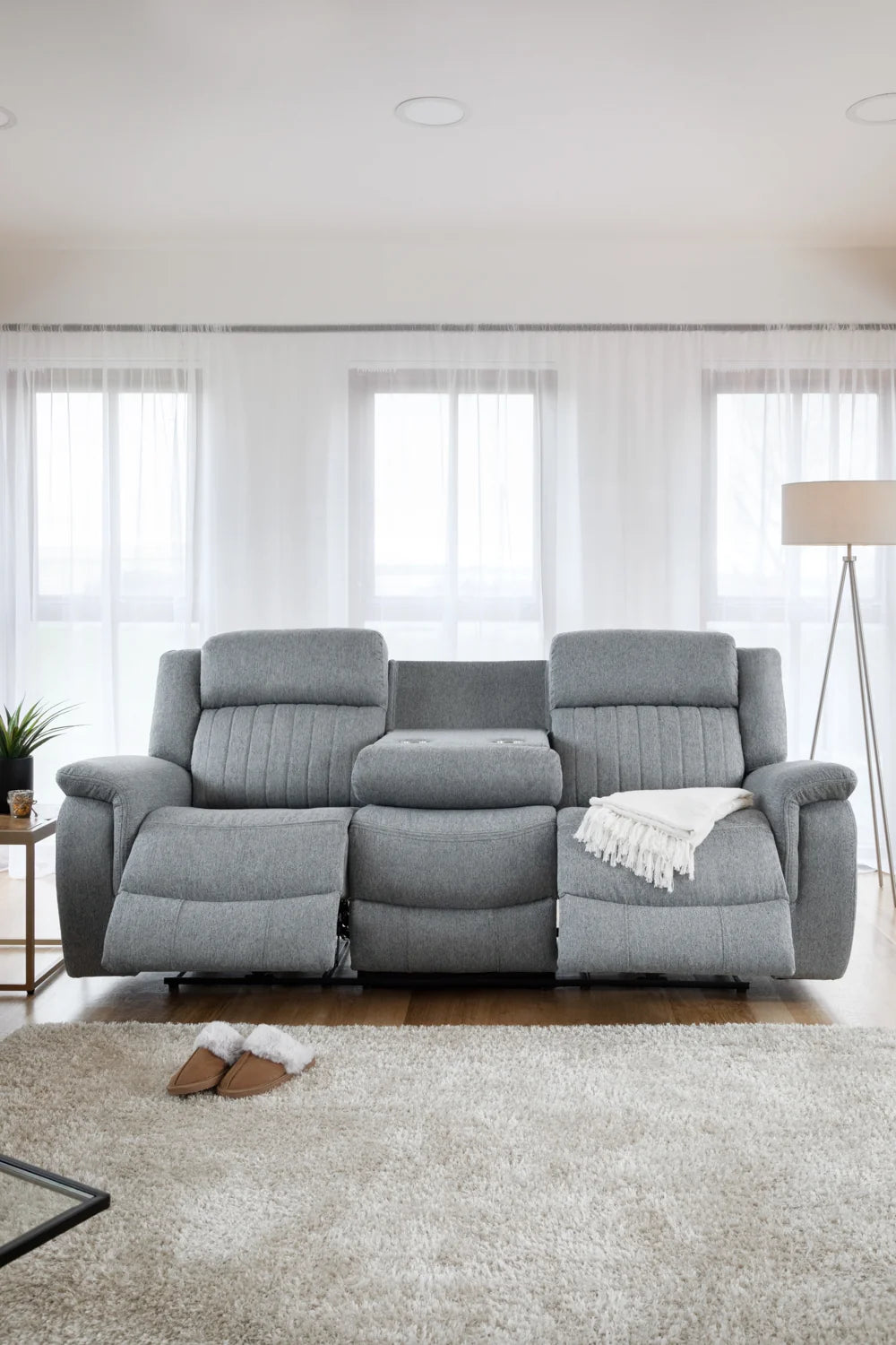 Linden Electric Recliner Sofa Grey 3 Seater – Fabric Living Room Sofa