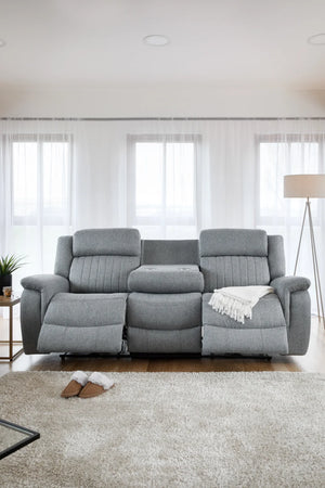 Linden Electric Recliner Sofa Grey 3 Seater – Fabric Living Room Sofa