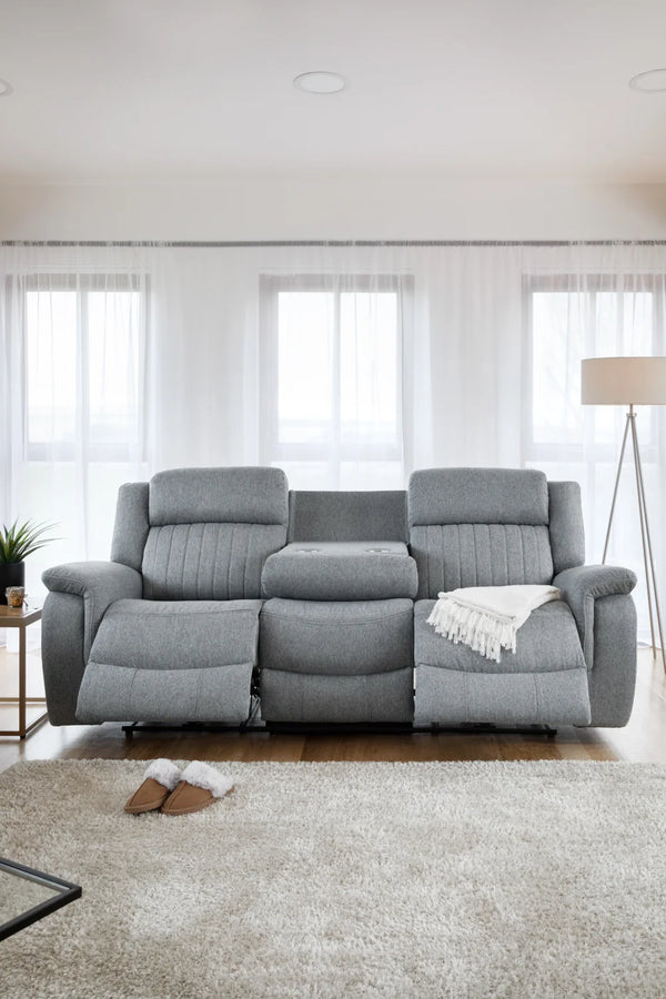 Linden Electric Recliner Sofa Grey 3 Seater – Fabric Living Room Sofa