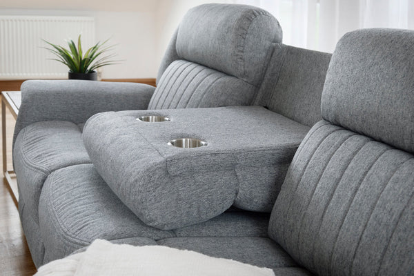 Linden Electric Recliner Sofa Grey 3 Seater – Fabric Living Room Sofa
