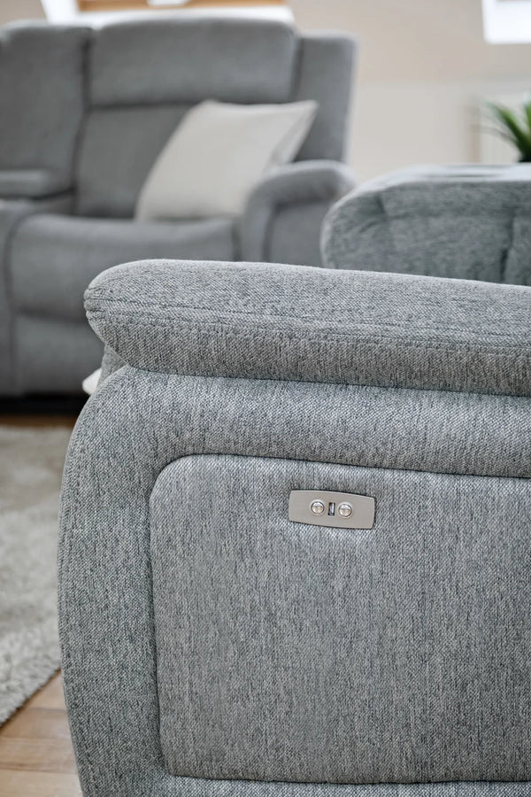 Linden Electric Recliner Sofa Grey 3 Seater – Fabric Living Room Sofa