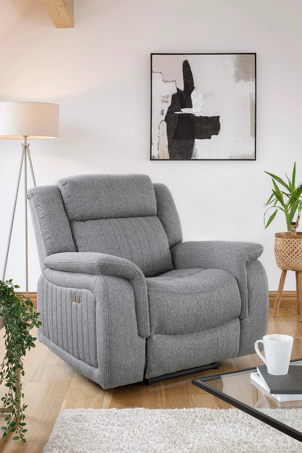 Linden Electric Recliner Armchair Grey – Fabric Living Room Chair