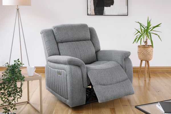 Linden Electric Recliner Armchair Grey – Fabric Living Room Chair