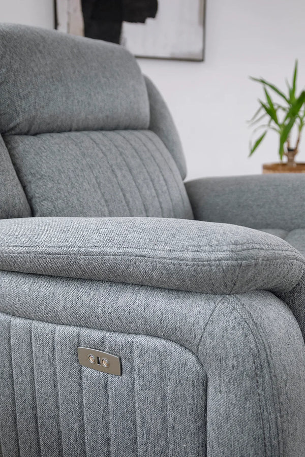 Linden Electric Recliner Armchair Grey – Fabric Living Room Chair