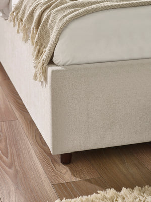 Maddock Beige Upholstered Ottoman Storage 135cm Double Bed - Living with Luxury