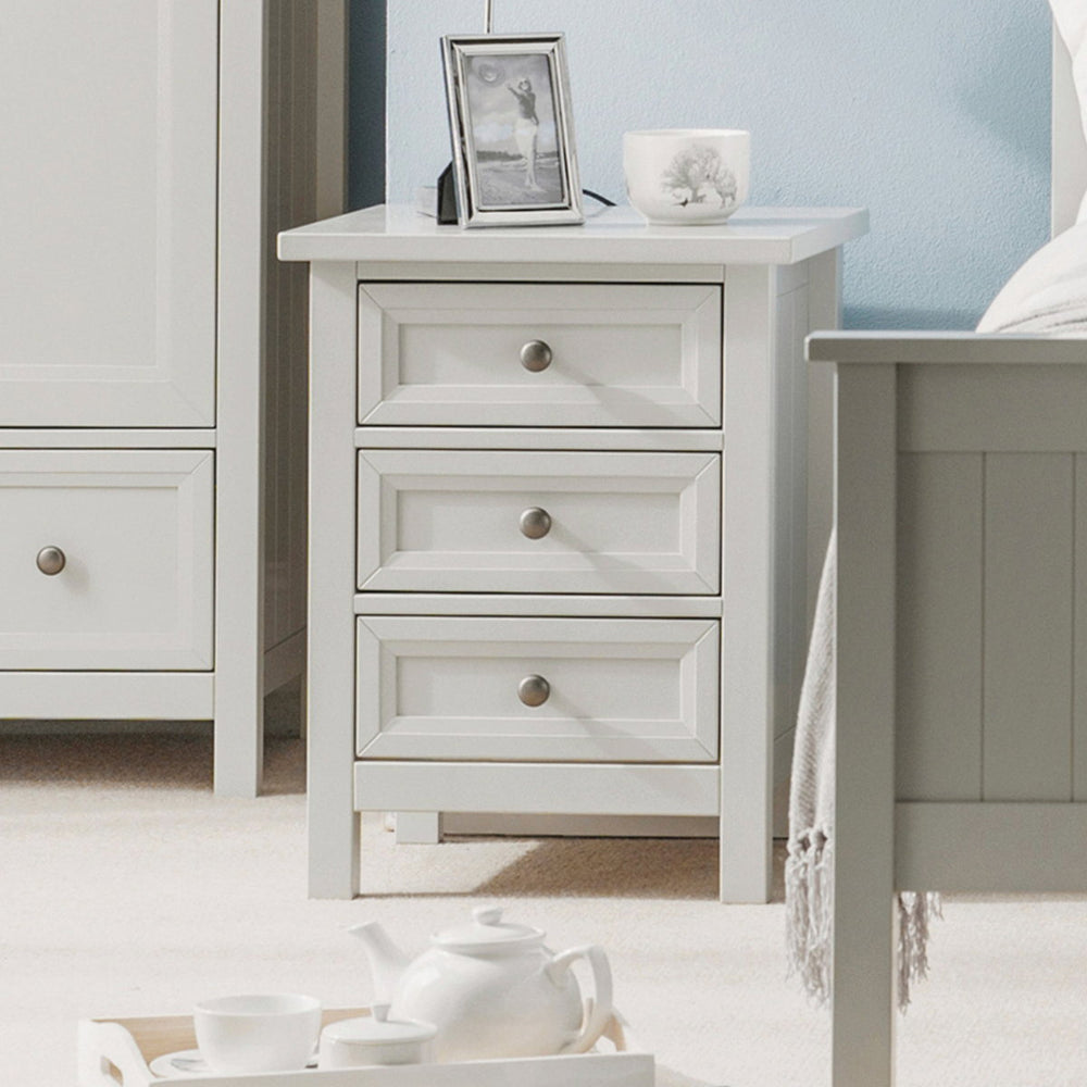 MAINE 3 DRAWER BEDSIDE - DOVE GREY - Living with Luxury