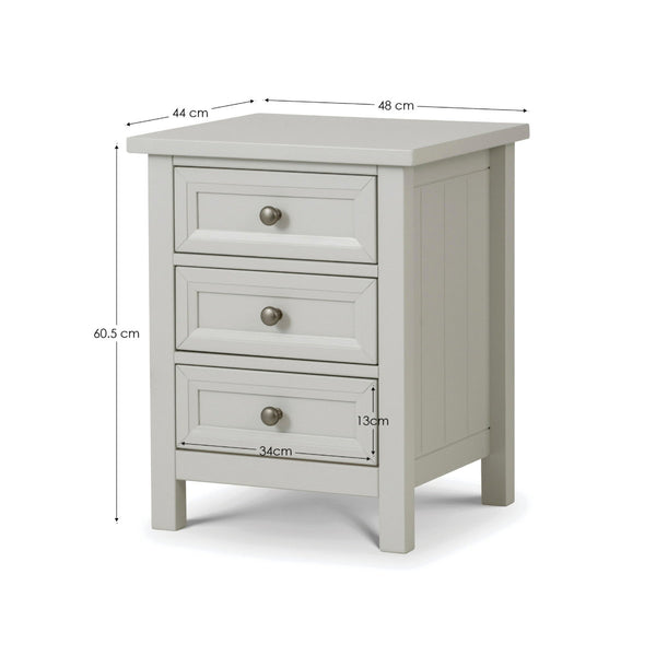 MAINE 3 DRAWER BEDSIDE - DOVE GREY - Living with Luxury
