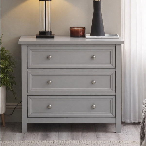 MAINE 3 DRAWER WIDE CHEST - DOVE GREY - Living with Luxury