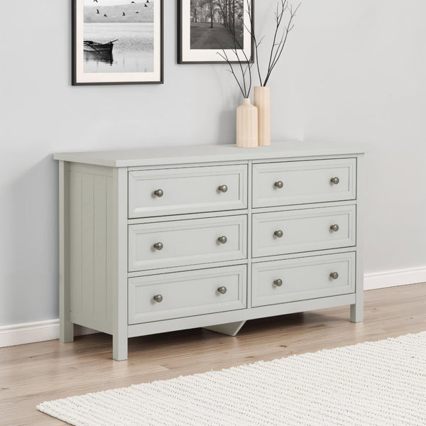 MAINE 6 DRAWER WIDE CHEST - DOVE GREY - Living with Luxury