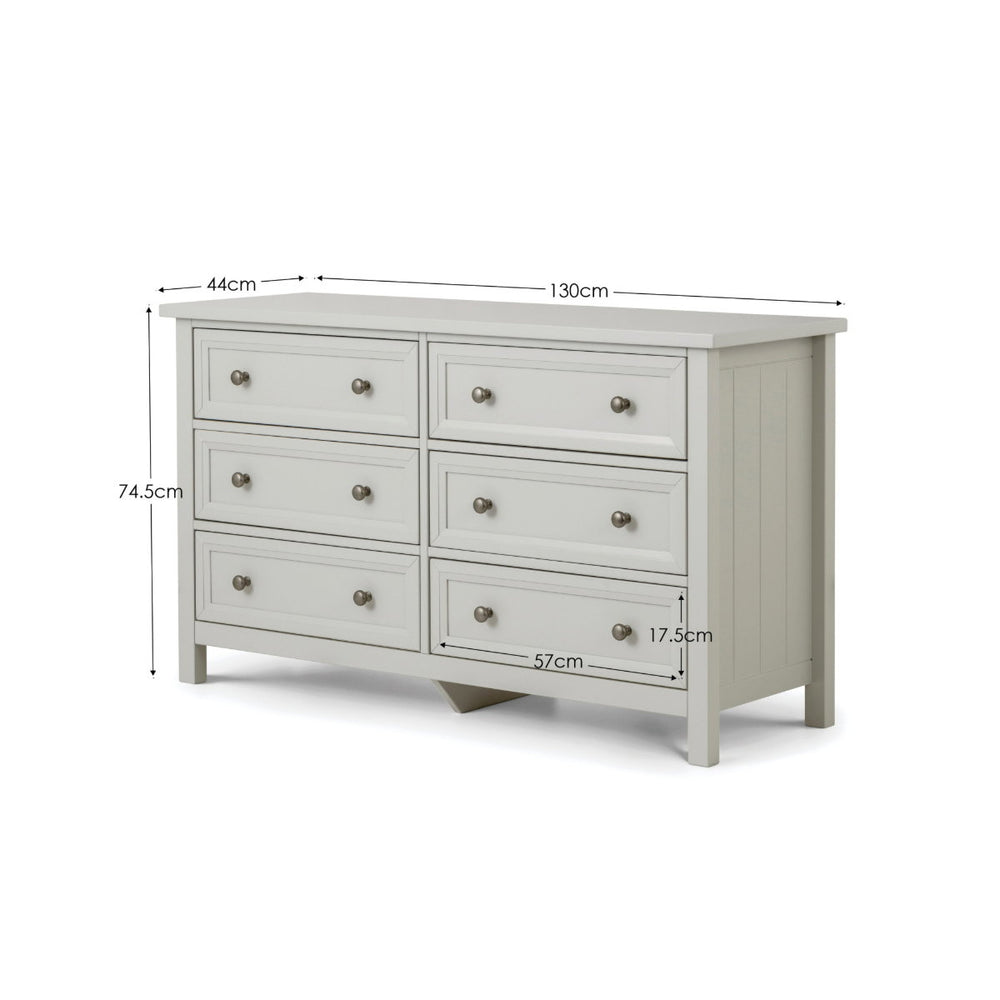 MAINE 6 DRAWER WIDE CHEST - DOVE GREY - Living with Luxury