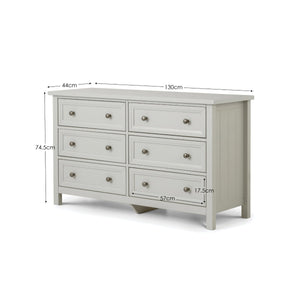 MAINE 6 DRAWER WIDE CHEST - DOVE GREY - Living with Luxury
