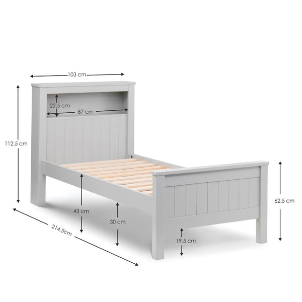 MAINE BOOKCASE BED 90CM - DOVE GREY - Living with Luxury