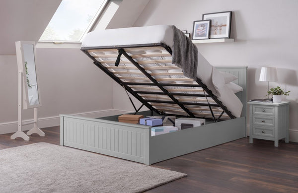 Maine Ottoman Storage 150cm King Bed - Dove Grey - Living with Luxury
