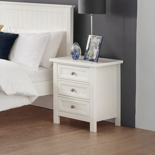 MAINE 3 DRAWER BEDSIDE - SURF WHITE - Living with Luxury