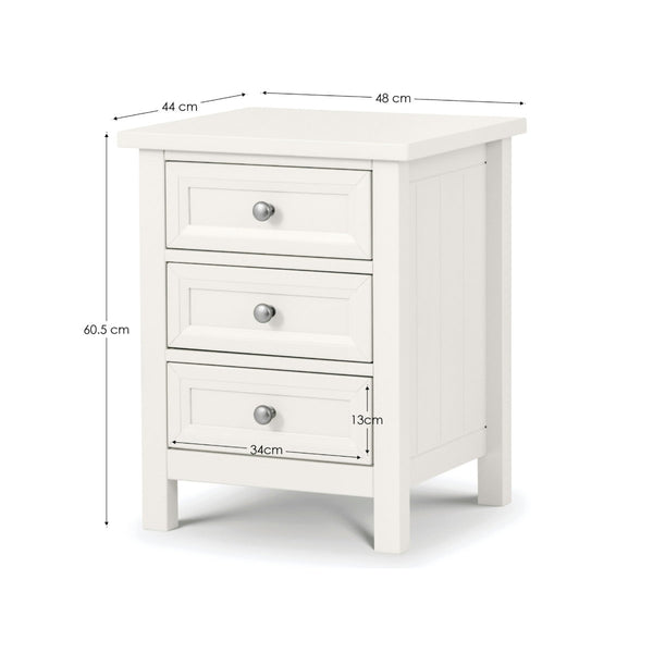 MAINE 3 DRAWER BEDSIDE - SURF WHITE - Living with Luxury