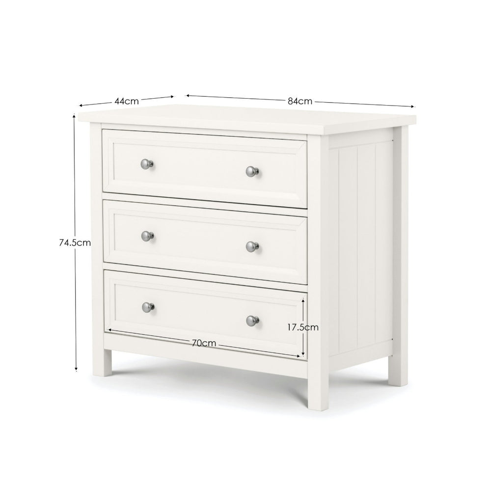 MAINE 3 DRAWER WIDE CHEST - SURF WHITE - Living with Luxury