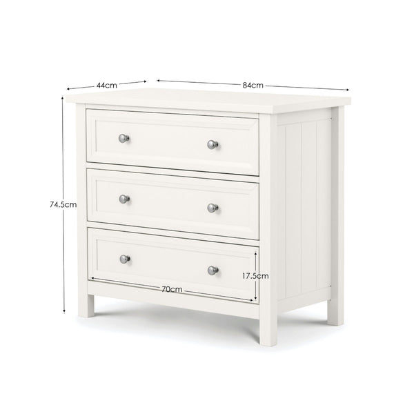 MAINE 3 DRAWER WIDE CHEST - SURF WHITE - Living with Luxury