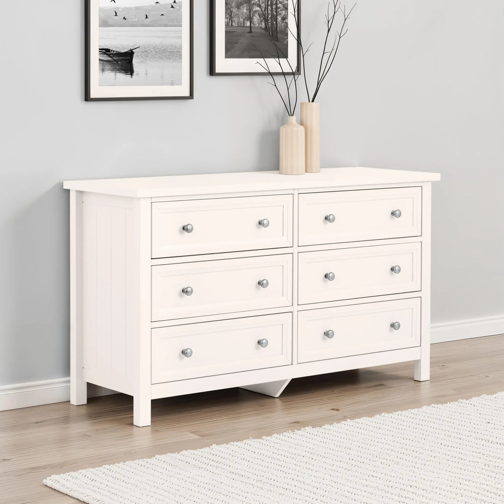 Maine 6 Drawer Wide Chest - Surf White - Living with Luxury
