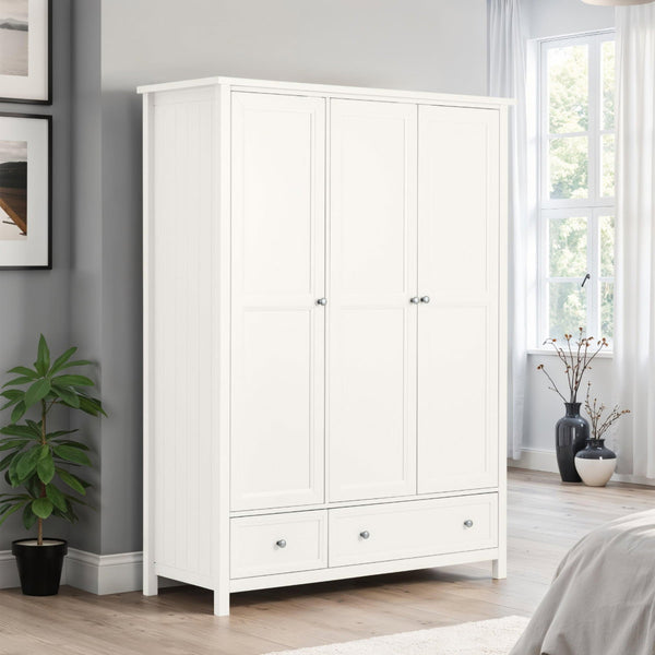 Maine 3 Door Combination Wardrobe - Surf White - Living with Luxury