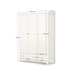 Maine 3 Door Combination Wardrobe - Surf White - Living with Luxury