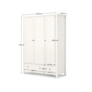 Maine 3 Door Combination Wardrobe - Dove Grey - Living with Luxury