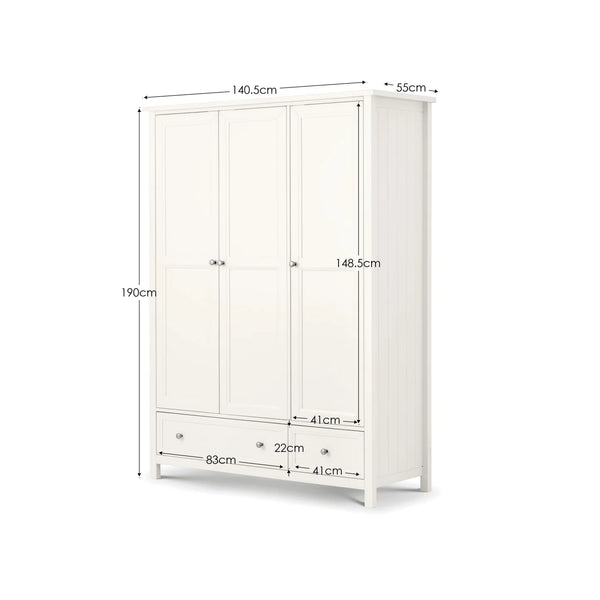 Maine 3 Door Combination Wardrobe - Dove Grey - Living with Luxury