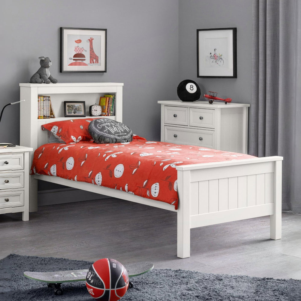 Maine Bookcase 90cm Single Bed - Surf White - Living with Luxury