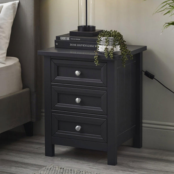MAINE 3 DRAWER BEDSIDE - ANTHRACITE - Living with Luxury