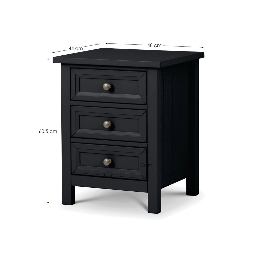 MAINE 3 DRAWER BEDSIDE - ANTHRACITE - Living with Luxury