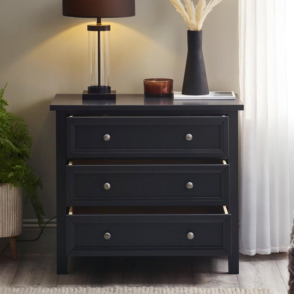 Maine 3 Drawer Wide Chest - Anthracite - Living with Luxury