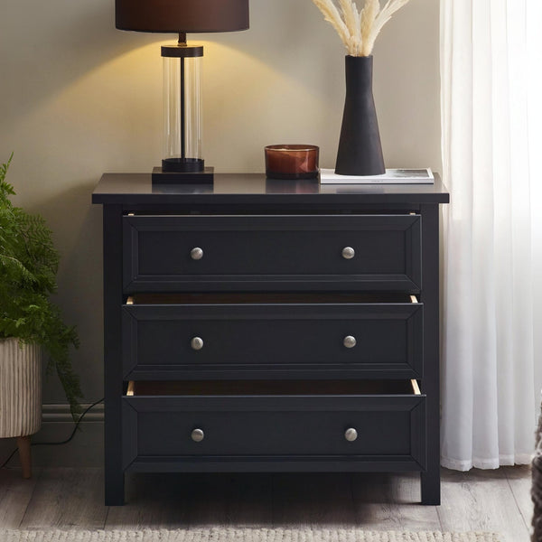 Maine 3 Drawer Wide Chest - Anthracite - Living with Luxury