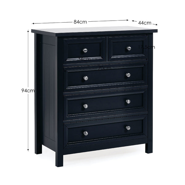 MAINE 3 + 2  DRAWER CHEST - ANTHRACITE - Living with Luxury