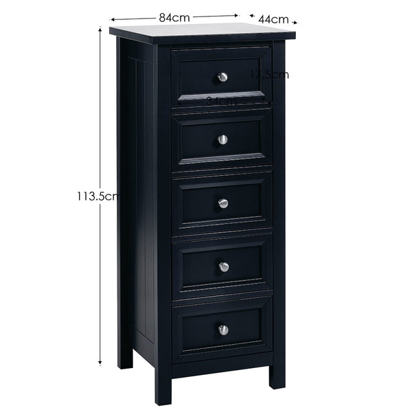 Maine 5 Drawer Tall Chest - Anthracite - Living with Luxury