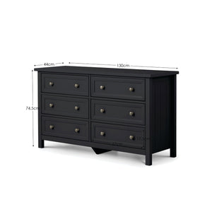 MAINE 6 DRAWER WIDE CHEST - ANTHRACITE - Living with Luxury