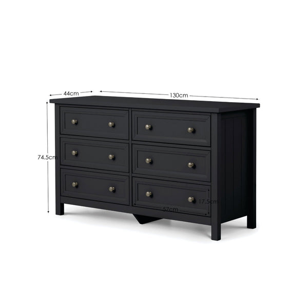 MAINE 6 DRAWER WIDE CHEST - ANTHRACITE - Living with Luxury