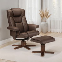 MALMO SWIVEL RECLINER & STOOL BROWN - Living with Luxury