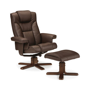 MALMO SWIVEL RECLINER & STOOL BROWN - Living with Luxury