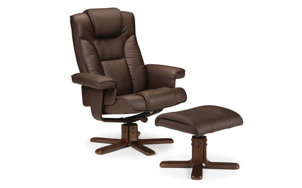 MALMO SWIVEL RECLINER & STOOL BROWN - Living with Luxury
