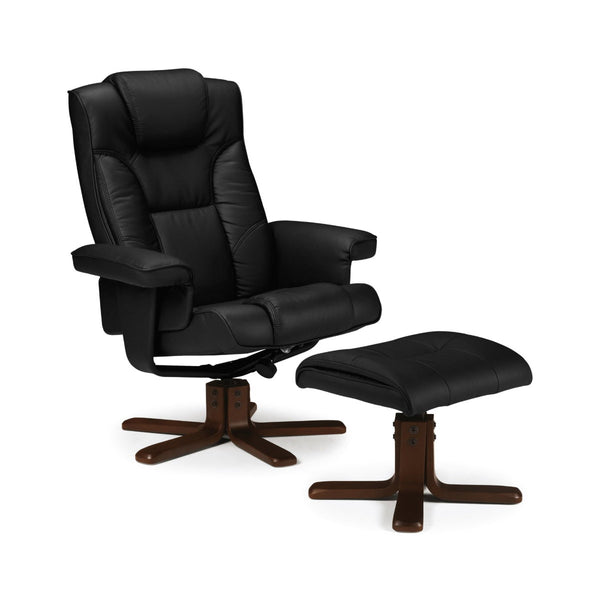 MALMO MASSAGE RECLINER & STOOL BLACK - Living with Luxury