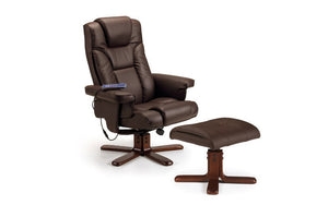 MALMO MASSAGE RECLINER & STOOL BROWN - Living with Luxury