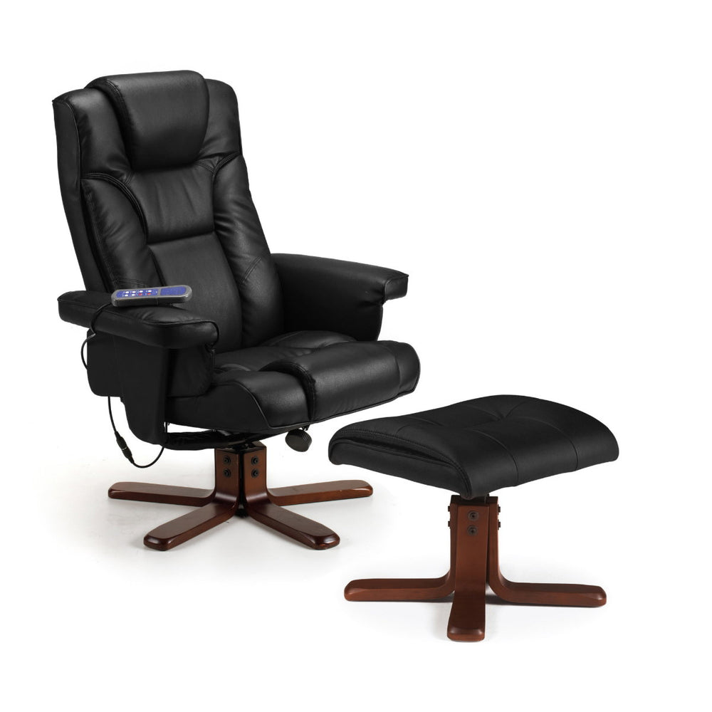 MALMO MASSAGE RECLINER & STOOL BLACK - Living with Luxury