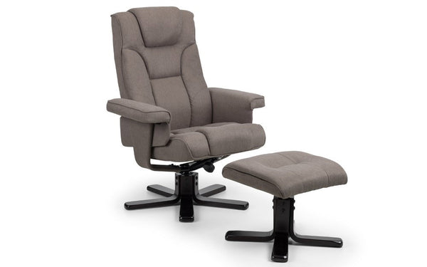 MALMO SWIVEL RECLINER & STOOL - GREY - Living with Luxury