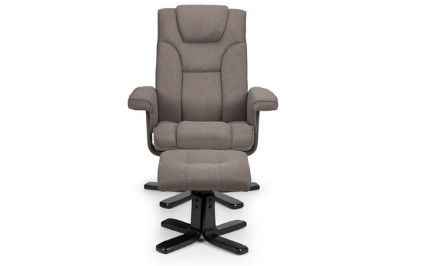 MALMO SWIVEL RECLINER & STOOL - GREY - Living with Luxury