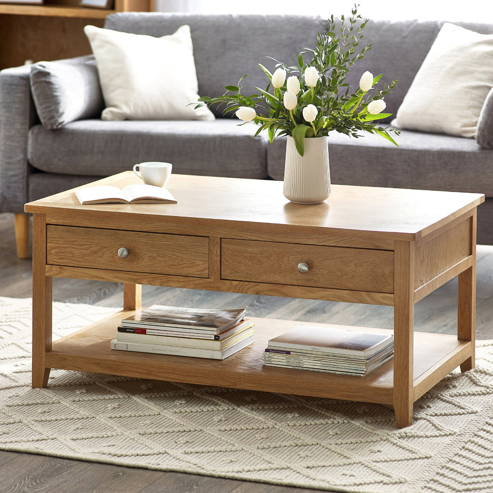 MALLORY COFFEE TABLE 2 DRWS - FSC MIX 70%(INT-COC-002320) - Living with Luxury