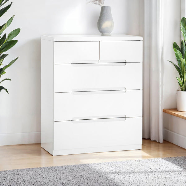 MANHATTAN 3+2 DRAWER CHEST - WHITE - Living with Luxury