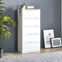 MANHATTAN 5 DRAWER NARROW CHEST - WHITE - Living with Luxury