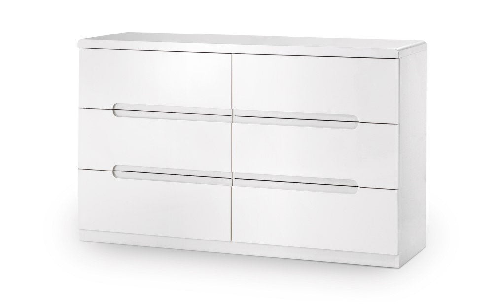 MANHATTAN 6 DRAWER WIDE CHEST - WHITE - Living with Luxury